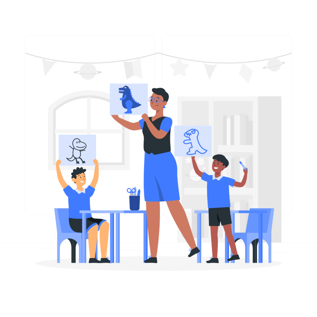 Unos niños haciendo dibujos logo